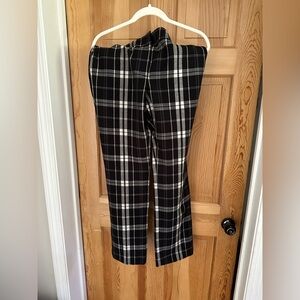 Ann Taylor Factory Black White and Navy Plaid Straight Leg Pants